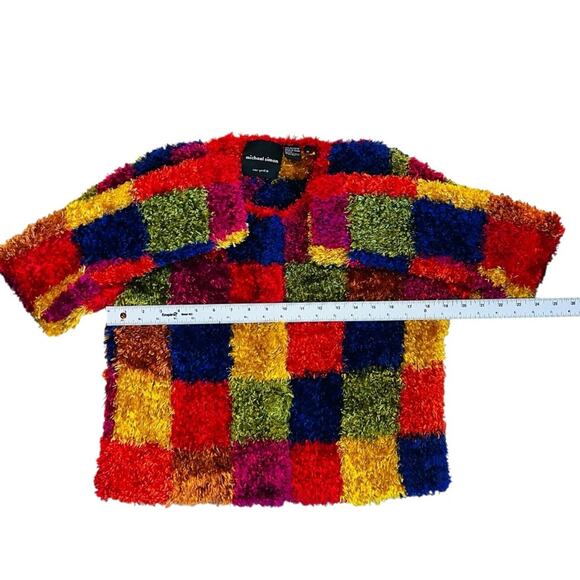 Michael Simon Vintage 90s Women’s Sz M Multicolor Shag Cardigan Sweater Whimsy - Picture 12 of 14